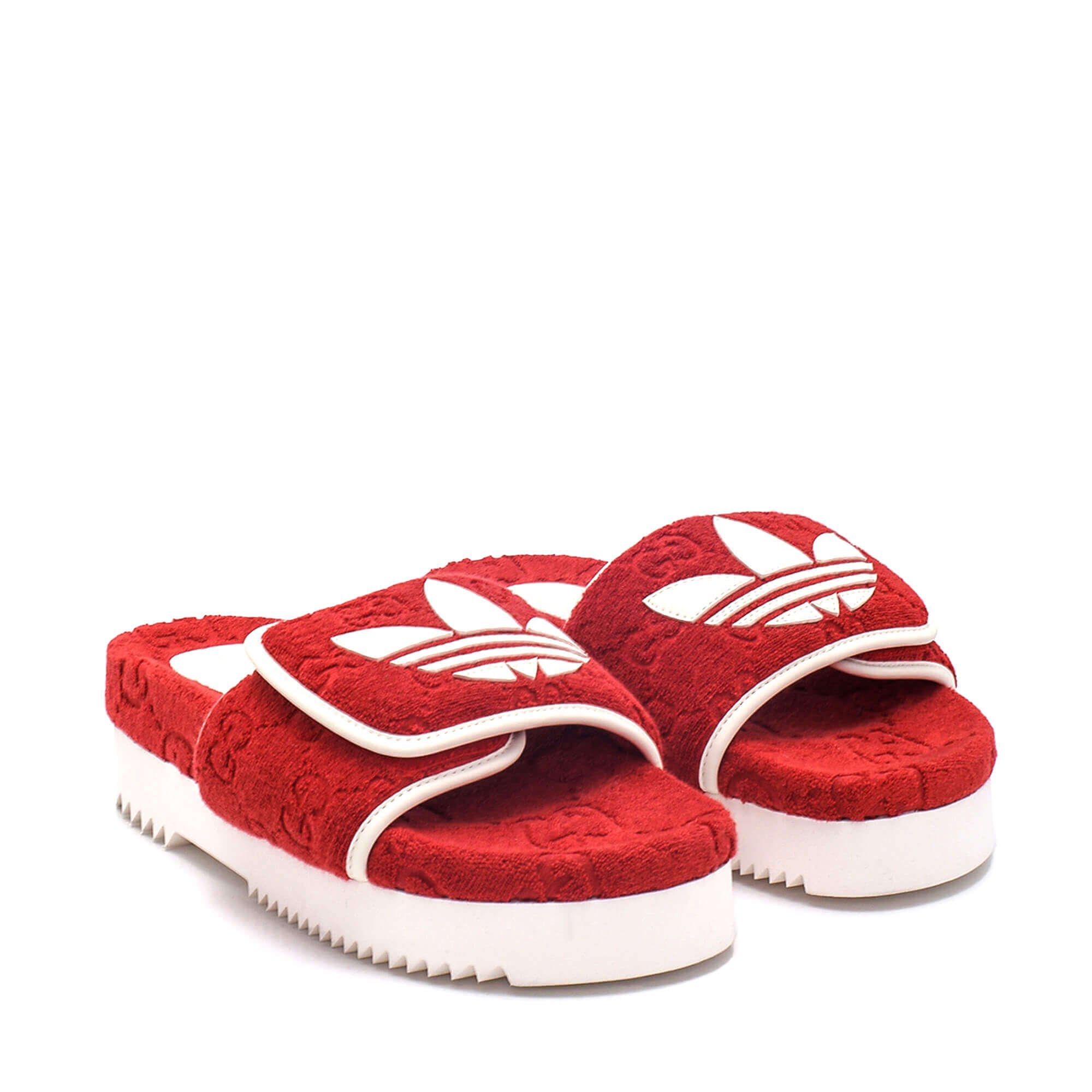 Gucci - Red Cotton Sponge GG Platform Rubber Sole Sandal